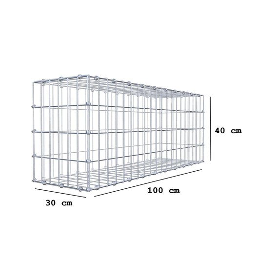 Gabion 100 cm x 40 cm x 30 cm (L x H x D), maskestørrelse 5 x 10 cm, spiralring