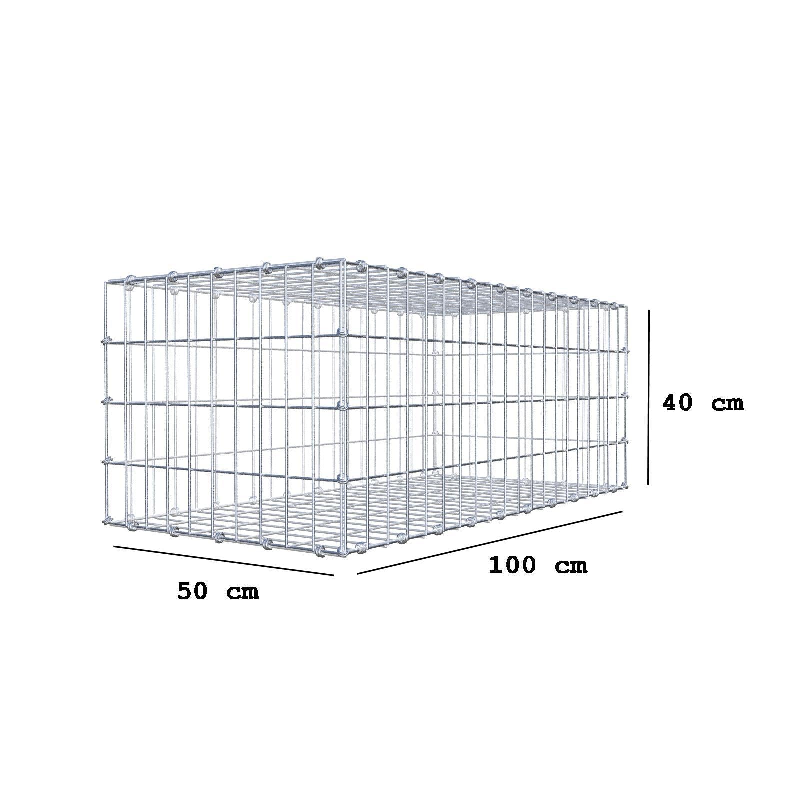 Gabion 100 cm x 40 cm x 50 cm (L x H x D), mesh size 5 x 10 cm, spiral ring
