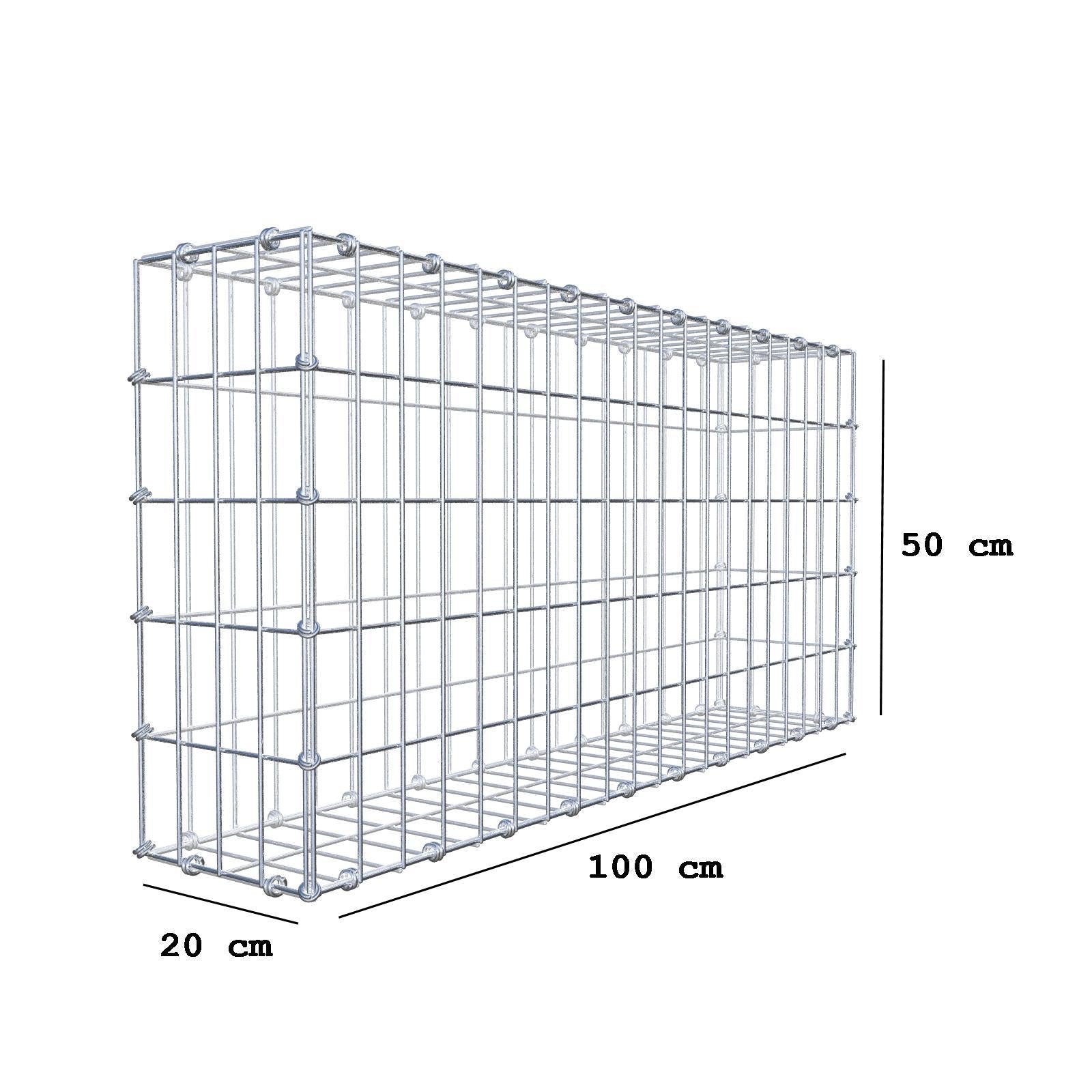 Gabião 100 cm x 50 cm x 20 cm (C x A x P), malhagem 5 x 10 cm, anel espiral