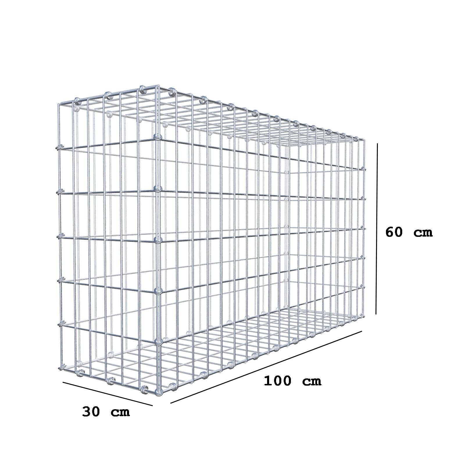 Gabion 100 cm x 60 cm x 30 cm (L x H x D), mesh size 5 x 10 cm, spiral ring