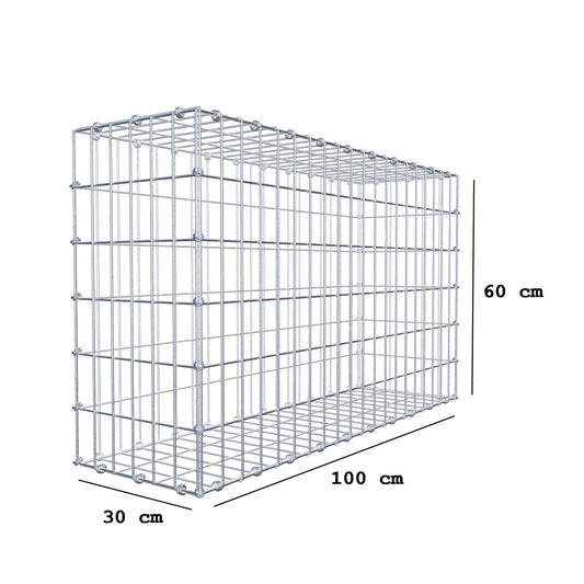 Gabion 100 cm x 60 cm x 30 cm (L x H x P), mailles 5 x 10 cm, anneau en spirale
