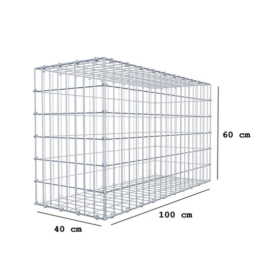 Gabion 100 cm x 60 cm x 40 cm (L x H x P), mailles 5 x 10 cm, anneau en spirale