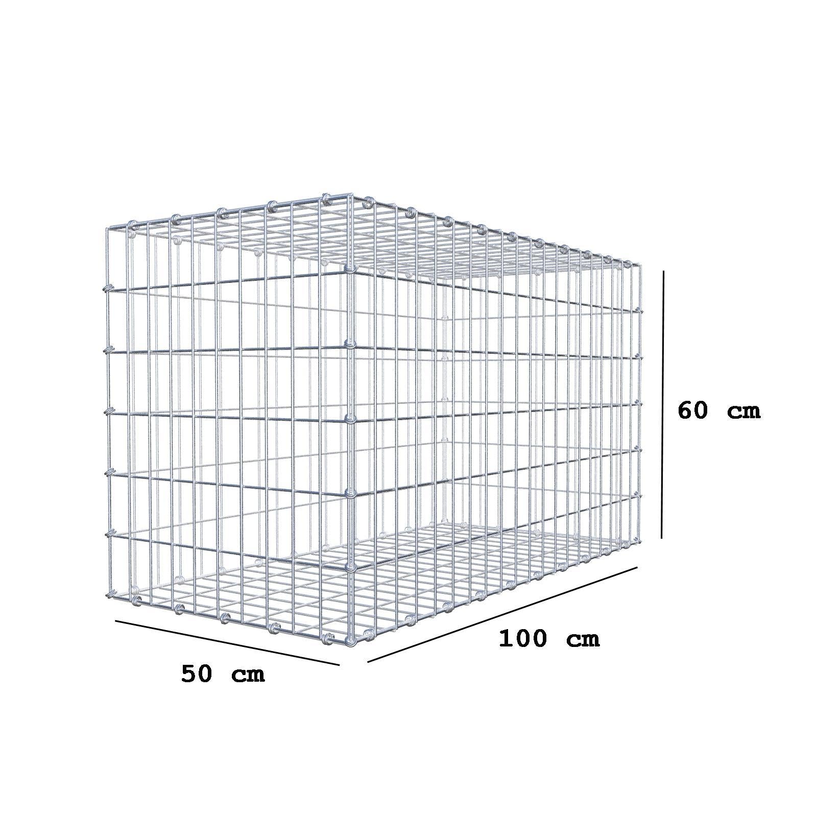 Gabbione 100 cm x 60 cm x 50 cm (L x H x P), maglia 5 x 10 cm, anello a spirale