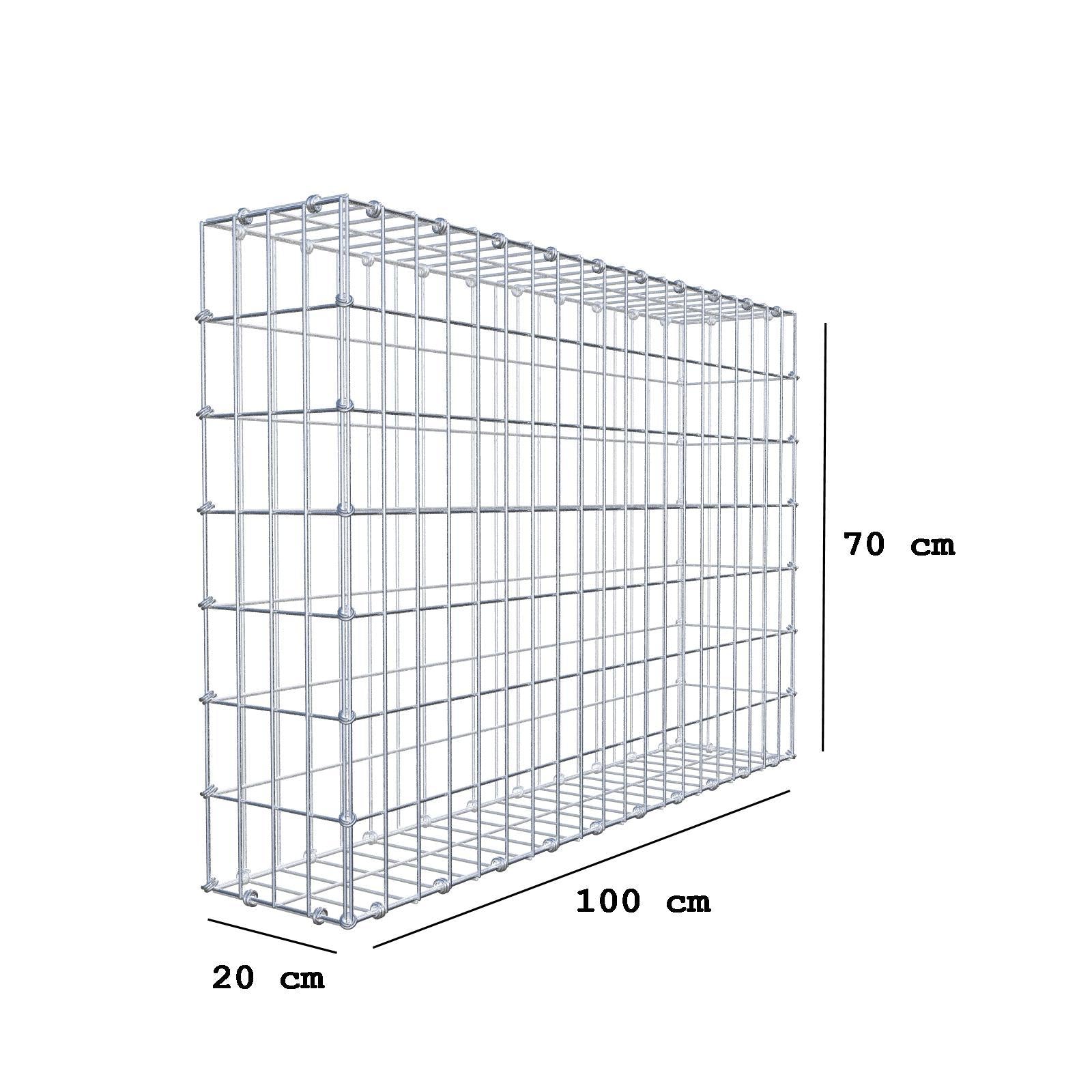 Gabião 100 cm x 70 cm x 20 cm (C x A x P), malhagem 5 x 10 cm, anel espiral