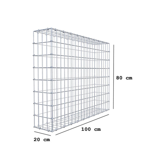 Gabion 100 cm x 80 cm x 20 cm (L x H x D), mesh size 5 x 10 cm, spiral ring