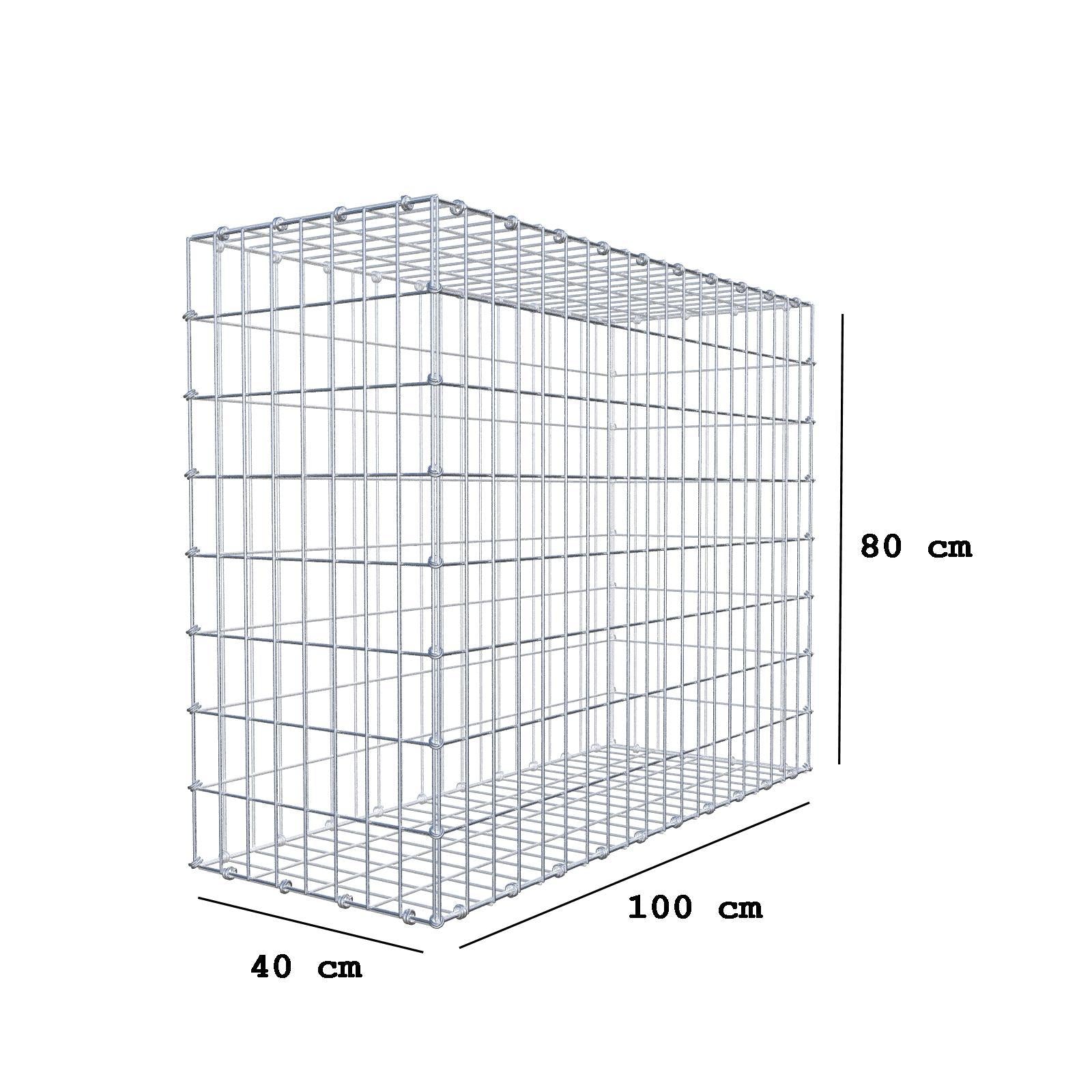Gabião 100 cm x 80 cm x 40 cm (C x A x P), malhagem 5 x 10 cm, anel espiral