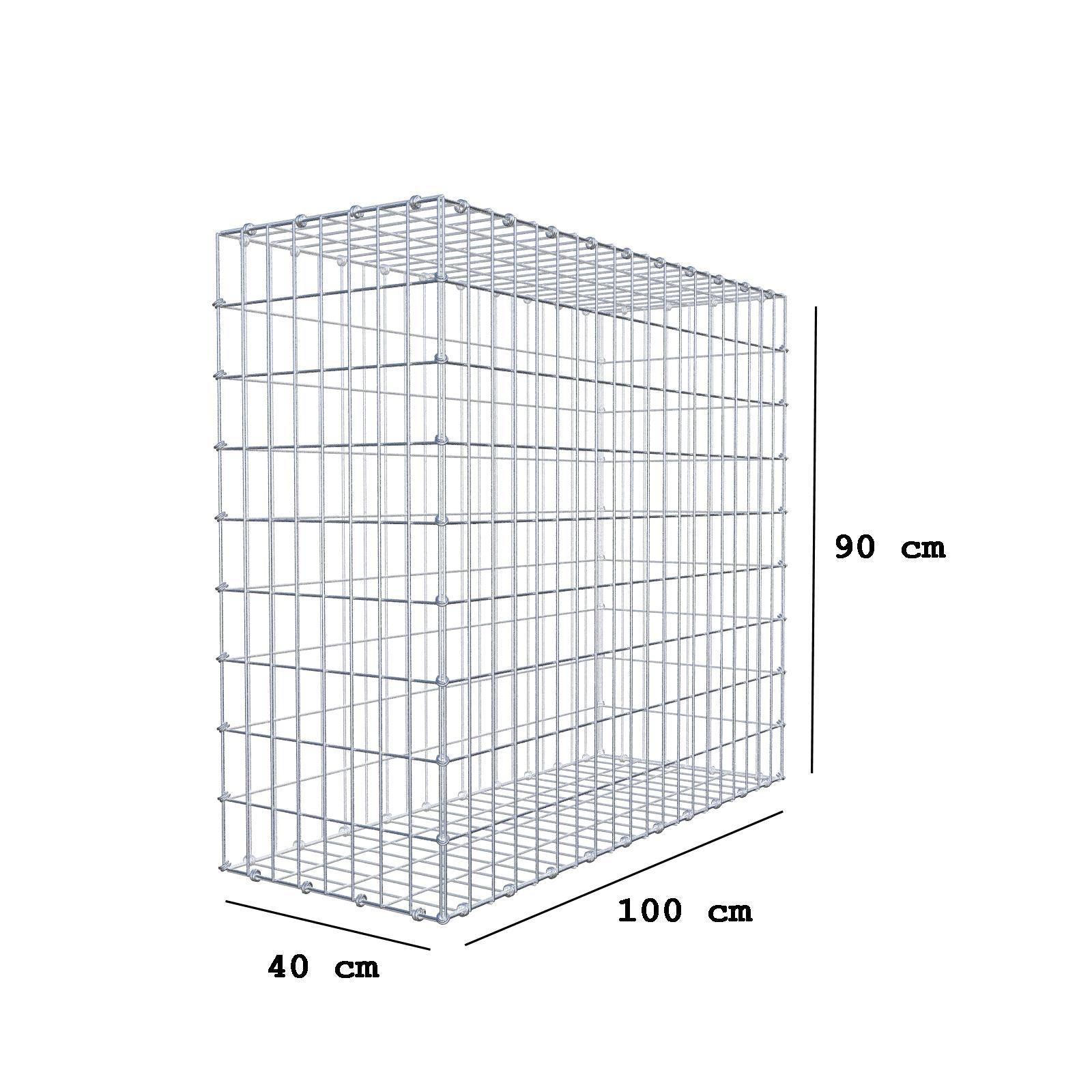 Gabião 100 cm x 90 cm x 40 cm (C x A x P), malhagem 5 x 10 cm, anel espiral