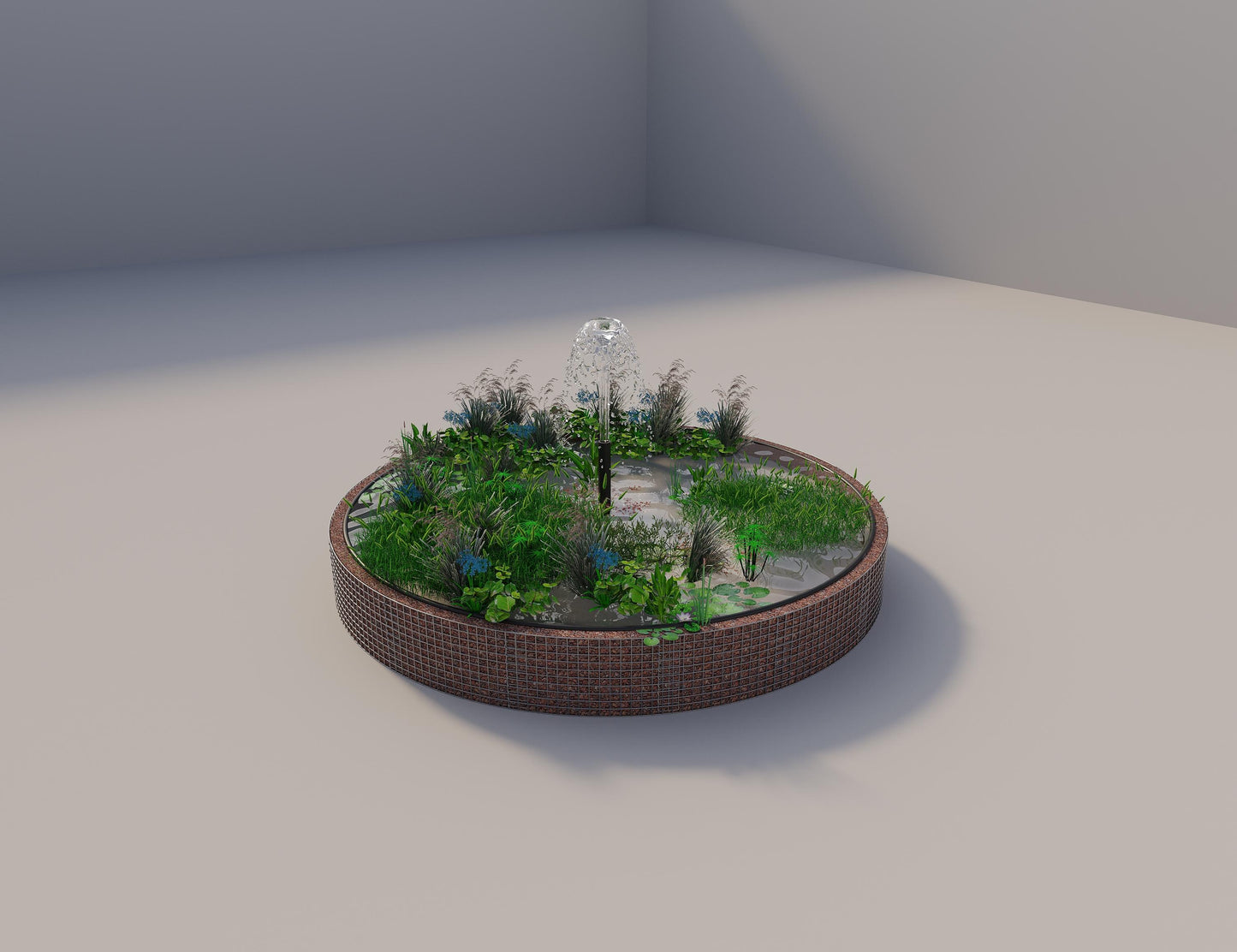 Gabionen Hochteich rund, Außendurchmesser 382 cm, Höhe 50 cm, Maschenweite 5 x 5 cm, Wandstärke 15 cm