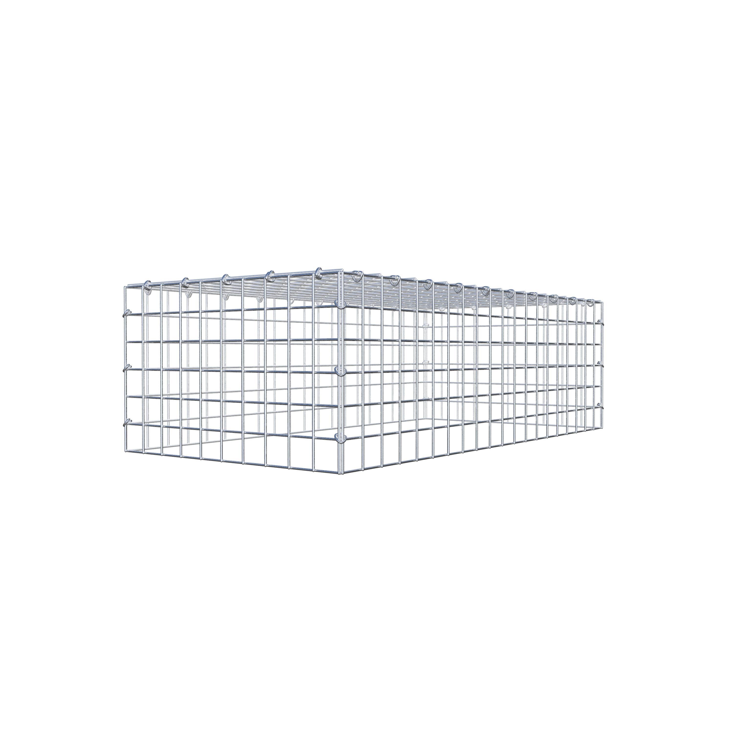 Typ 3 påbyggnadsgabion 100 cm x 30 cm x 50 cm (L x H x D), maskstorlek 5 cm x 5 cm, C-ring