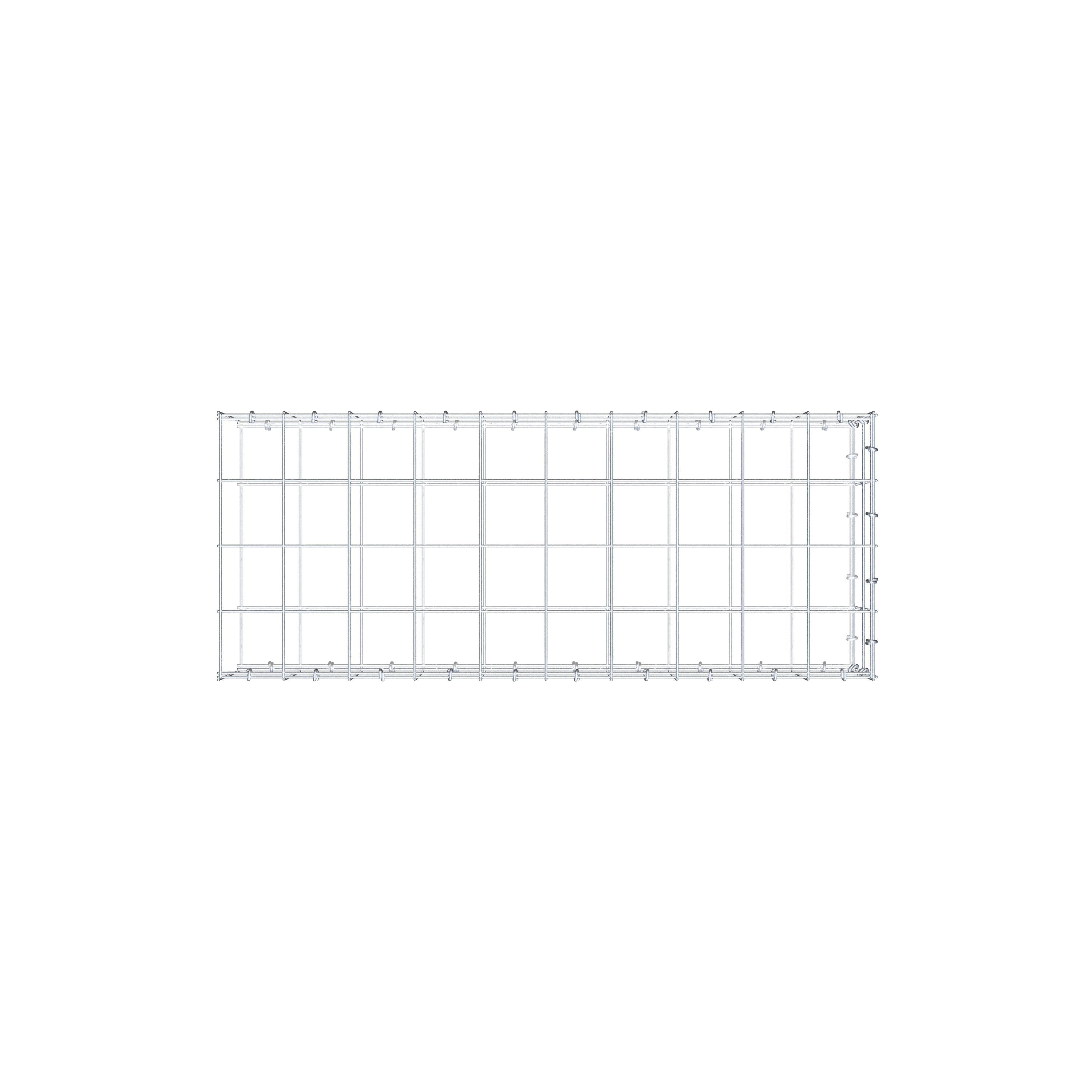 Type 2 oplegkorf 100 cm x 20 cm x 40 cm (L x H x D), maaswijdte 10 cm x 10 cm, C-ring