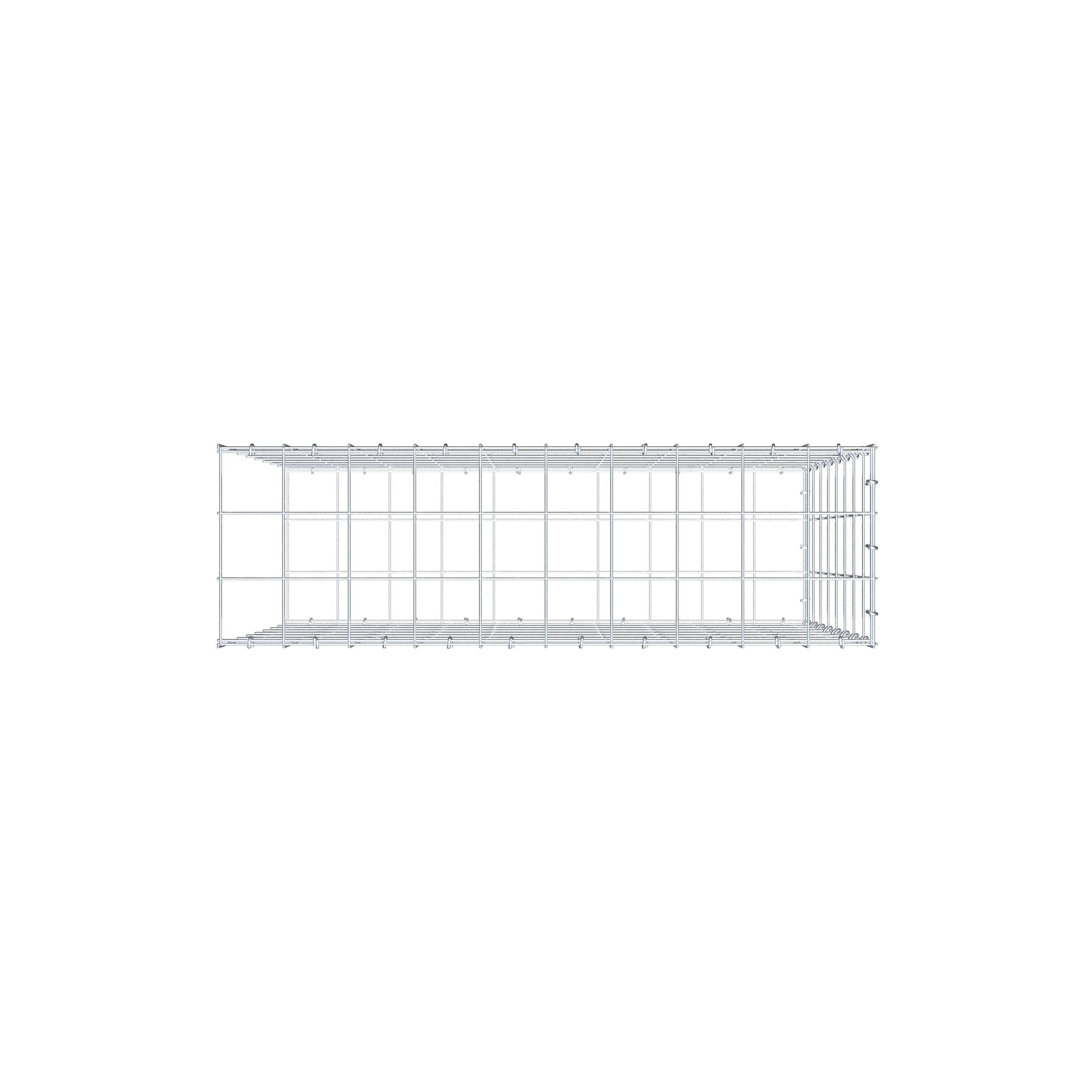 Typ 2 påbyggnadsgabion 100 cm x 80 cm x 30 cm (L x H x D), maskstorlek 10 cm x 10 cm, C-ring