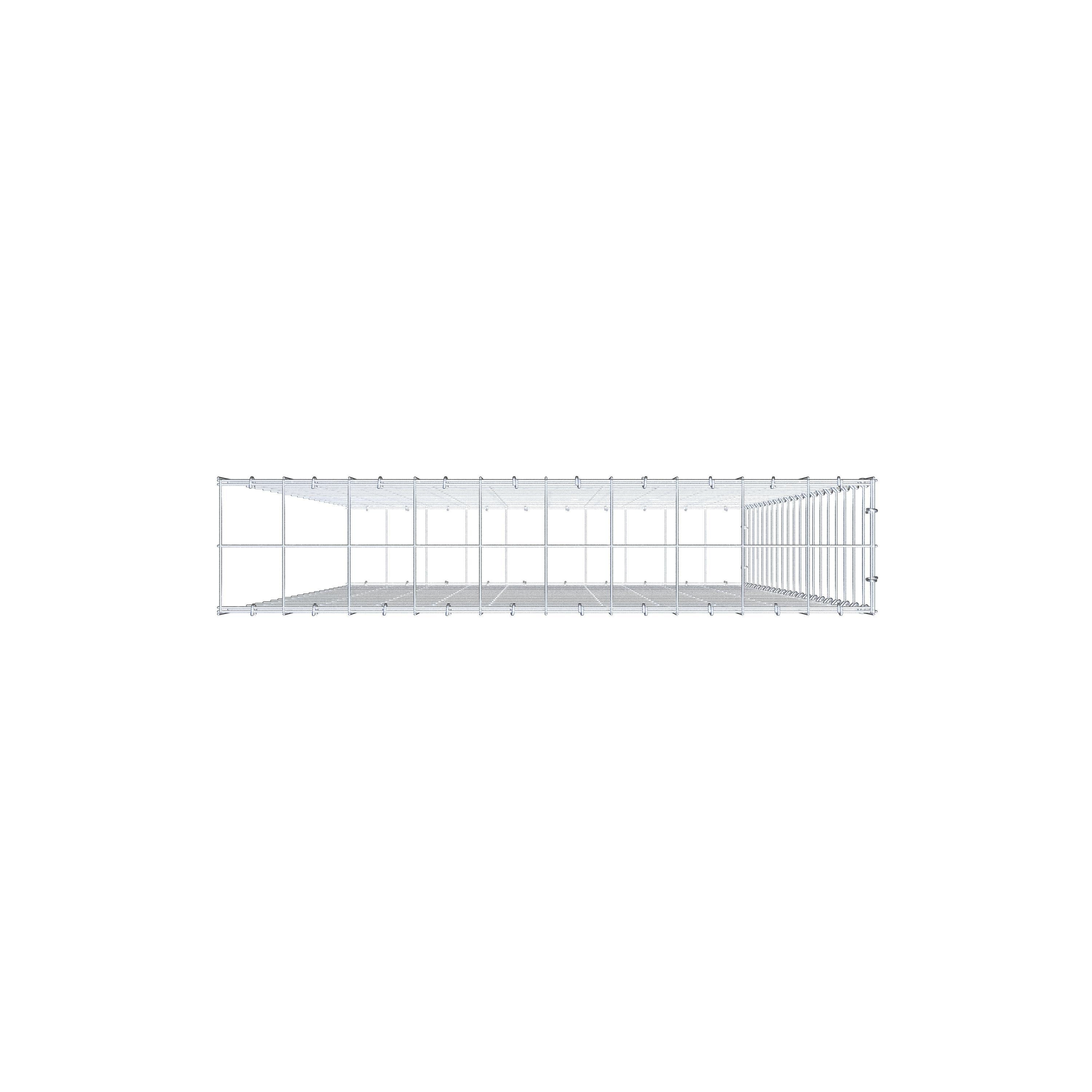 Type 2 oplegkorf 200 cm x 100 cm x 20 cm (L x H x D), maaswijdte 10 cm x 10 cm, C-ring