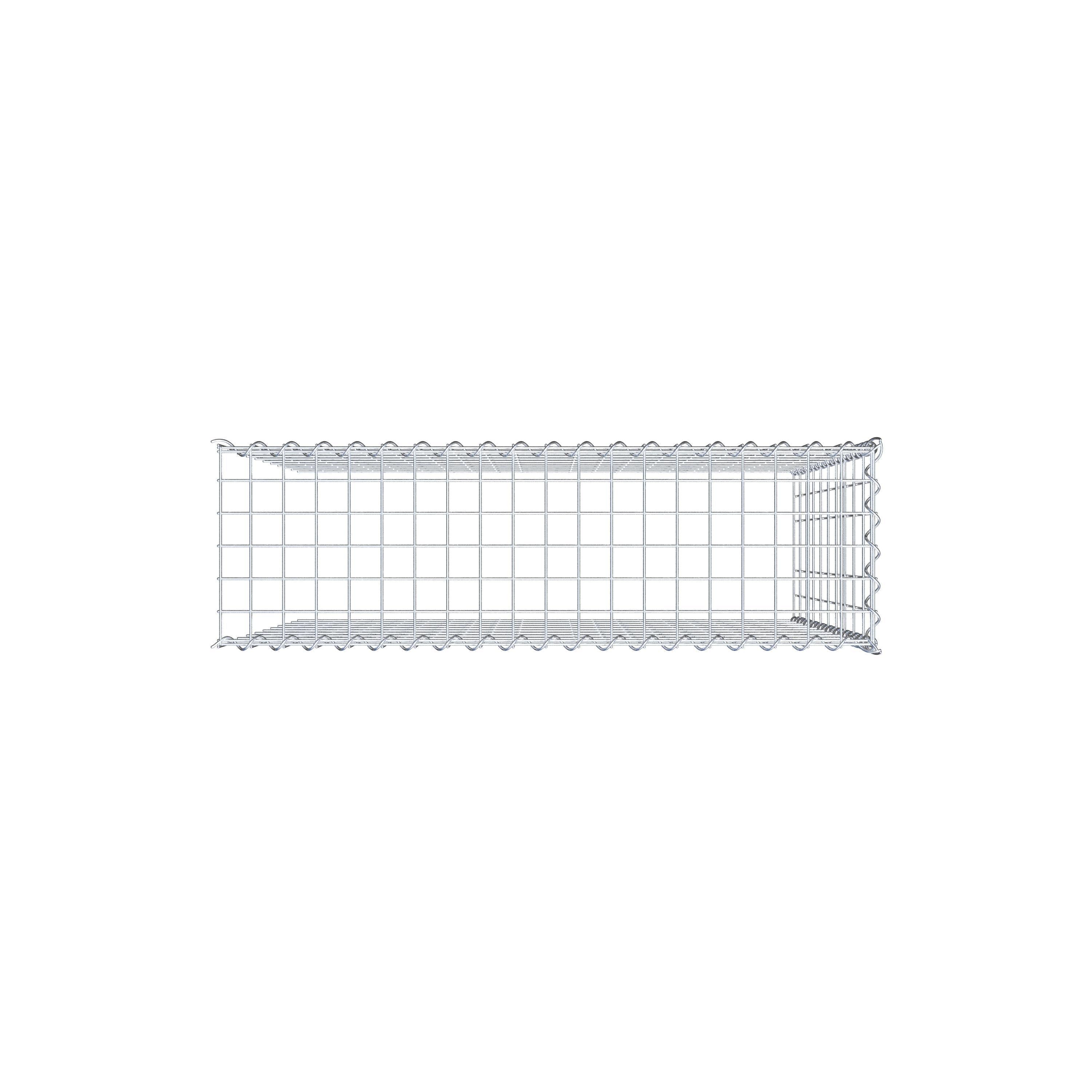Aangebouwde schanskorf type 4 100 cm x 100 cm x 30 cm (L x H x D), maaswijdte 5 cm x 10 cm, spiraal