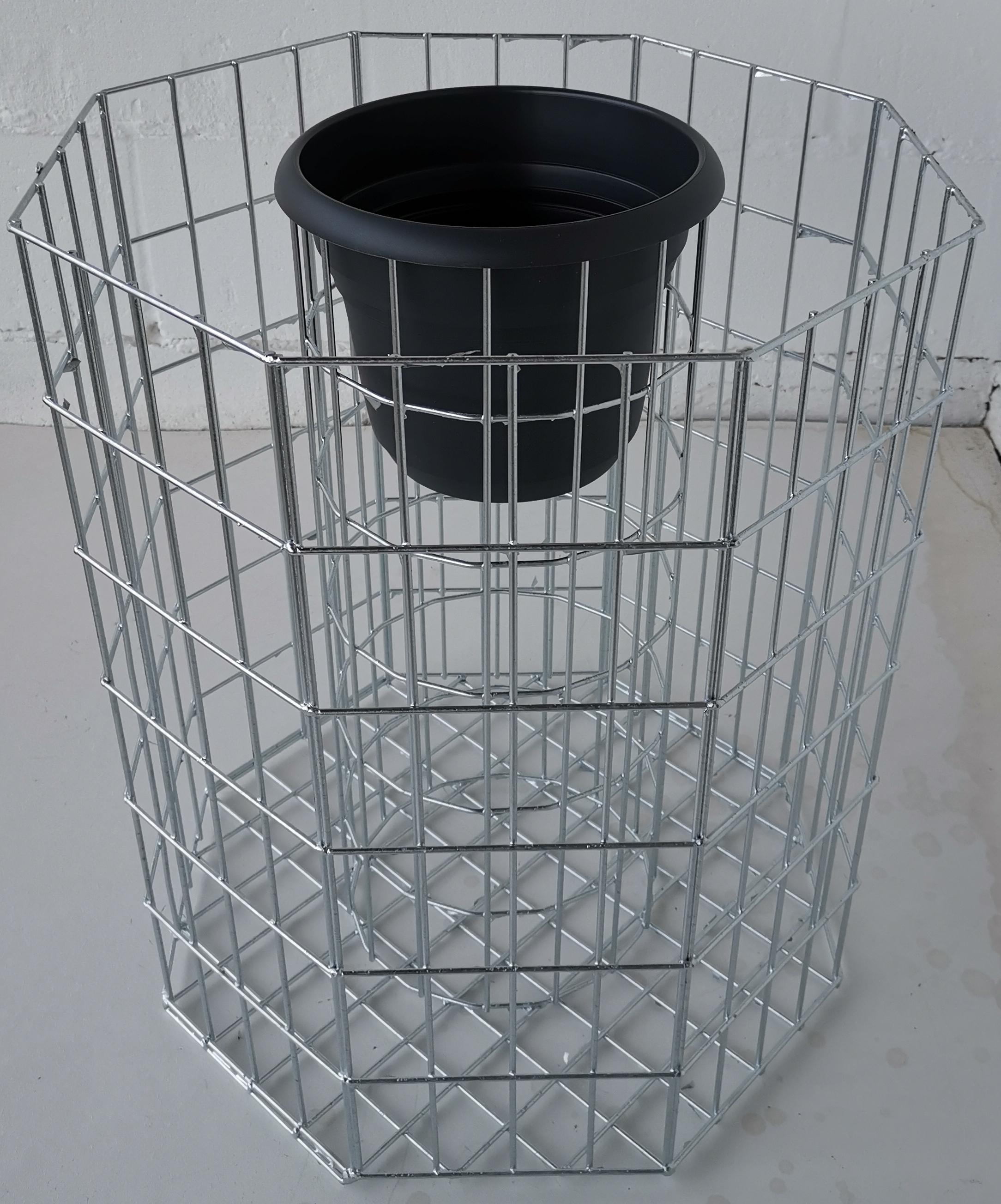 Columna de flor octogonal, altura 62 cm, MW 5 x 10 cm, galvanizada en caliente incl. maceta