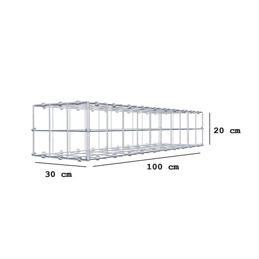 Gabião 100 cm x 20 cm x 30 cm (C x A x P), malhagem 10 x 10 cm, anel espiral
