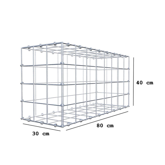 Gabião 80 cm x 40 cm x 30 cm (C x A x P), malhagem 10 x 10 cm, anel espiral