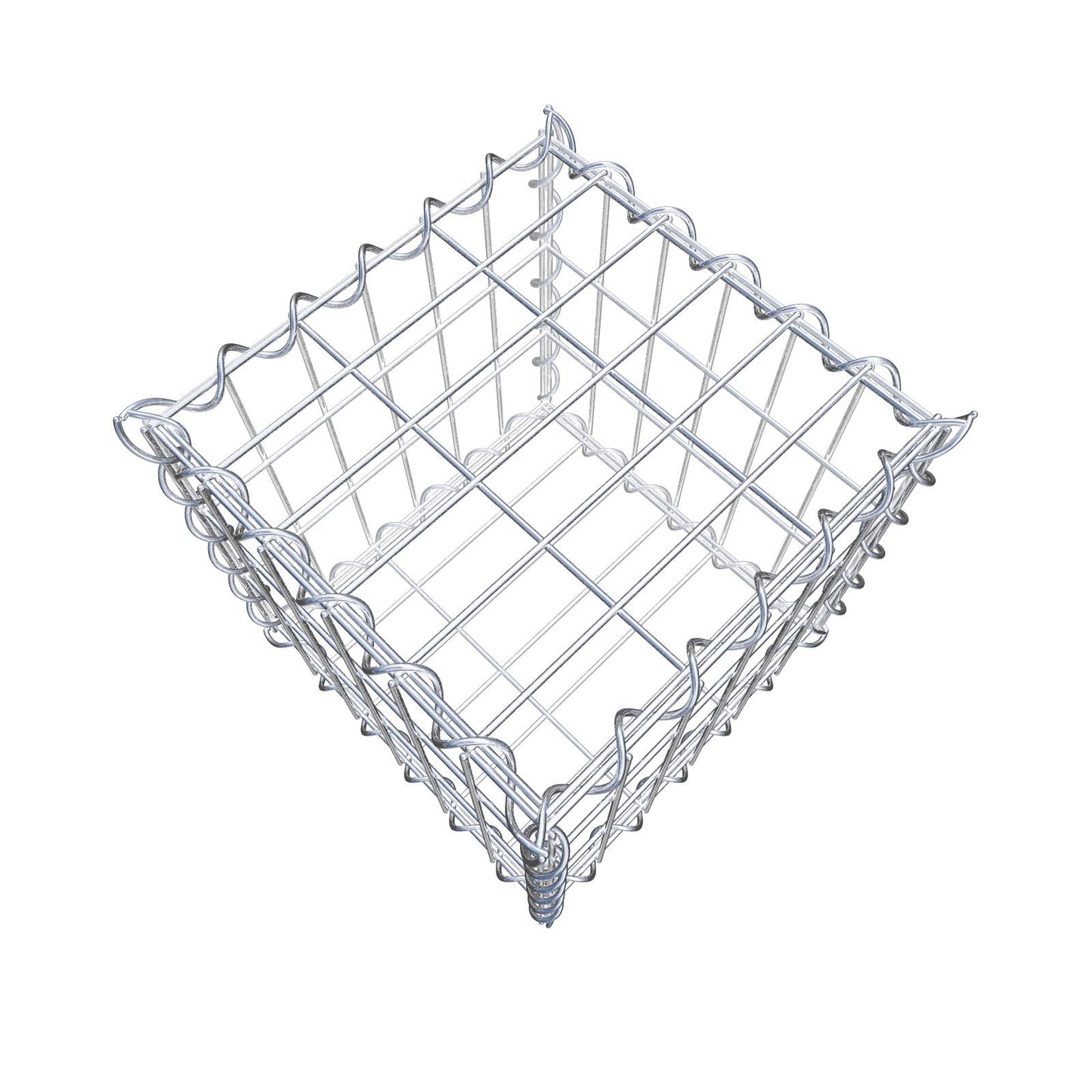 Gabião 30 cm x 30 cm x 30 cm (C x A x P), malhagem 5 cm x 10 cm, espiral