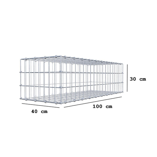 Gabião 100 cm x 30 cm x 40 cm (C x A x P), malhagem 5 x 10 cm, anel espiral