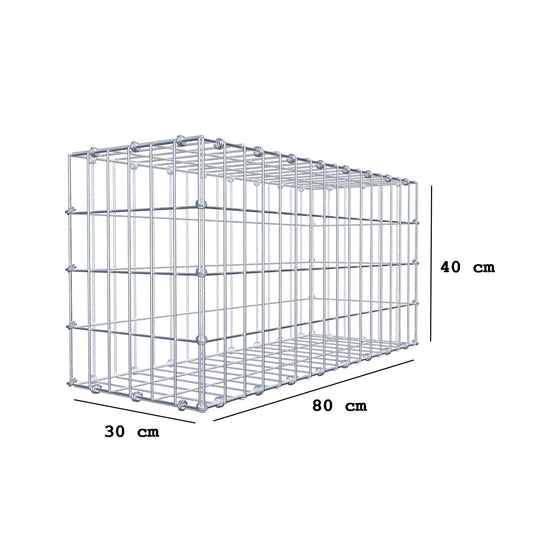 Gabião 80 cm x 40 cm x 30 cm (C x A x P), malhagem 5 x 10 cm, anel espiral