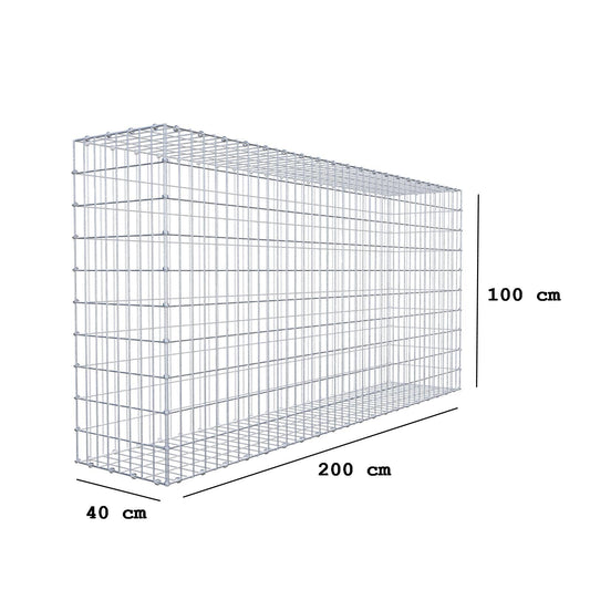 Gabbione 200 cm x 100 cm x 40 cm (L x H x P), maglia 5 x 10 cm, anello a spirale