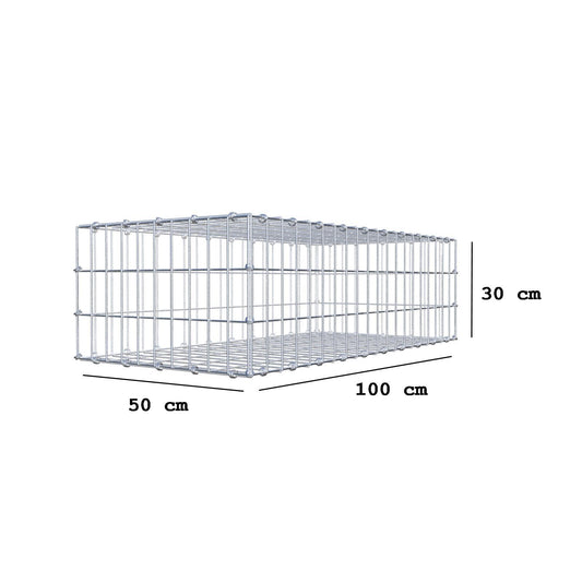 Gabião 100 cm x 30 cm x 50 cm (C x A x P), malhagem 5 x 10 cm, anel espiral
