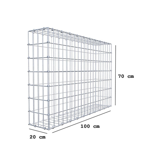 Gabião 100 cm x 70 cm x 20 cm (C x A x P), malhagem 5 x 10 cm, anel espiral