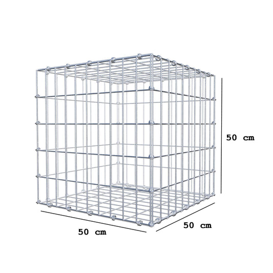 Gabião 50 cm x 50 cm x 50 cm (C x A x P), malhagem 5 x 10 cm, anel espiral