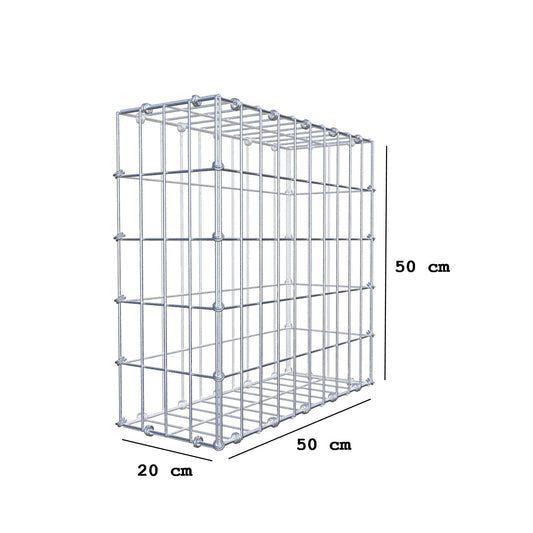 Gabião 50 cm x 50 cm x 20 cm (C x A x P), malhagem 5 x 10 cm, anel espiral