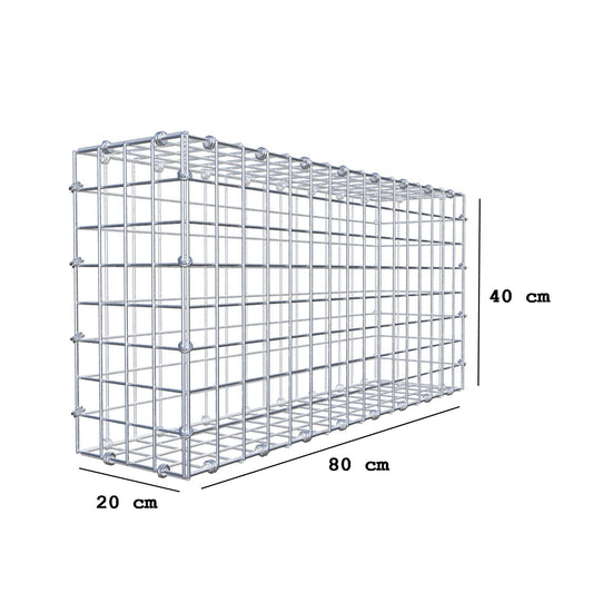 Gabião 80 cm x 40 cm x 20 cm (C x A x P), malhagem 5 x 5 cm, anel espiral