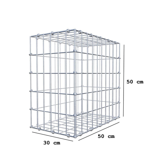 Gabião 50 cm x 50 cm x 30 cm (C x A x P), malhagem 5 x 10 cm, anel espiral
