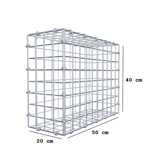 Gabião 50 cm x 40 cm x 20 cm (C x A x P), malhagem 5 x 5 cm, anel espiral