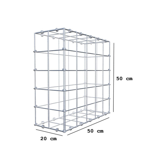 Gabião 50 cm x 50 cm x 20 cm (C x A x P), malhagem 10 x 10 cm, anel espiral