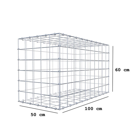 Gabião 100 cm x 60 cm x 50 cm (C x A x P), malhagem 10 x 10 cm, anel espiral