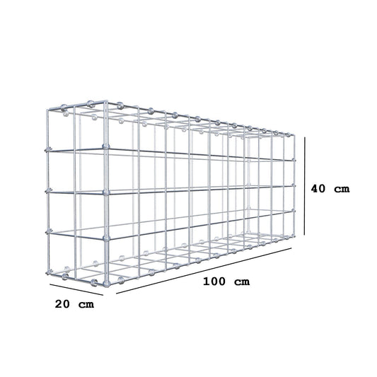 Gabbione 100 cm x 40 cm x 20 cm (L x H x P), maglia 10 x 10 cm, anello a spirale