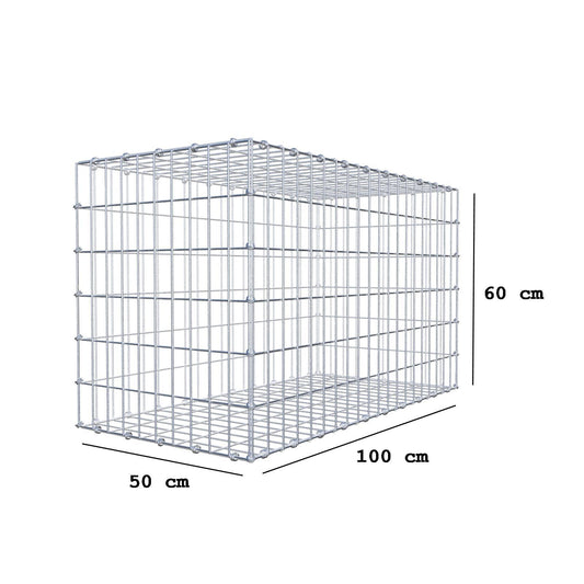 Gabião 100 cm x 60 cm x 50 cm (C x A x P), malhagem 5 x 10 cm, anel espiral