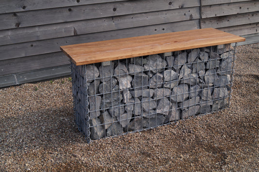 Banco de jardín gavión espiral 105 x 50 x 30 cm - 3 TEAK MW 5 x 10 cm