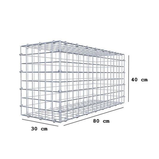 Gabião 80 cm x 40 cm x 30 cm (C x A x P), malhagem 5 x 5 cm, anel espiral