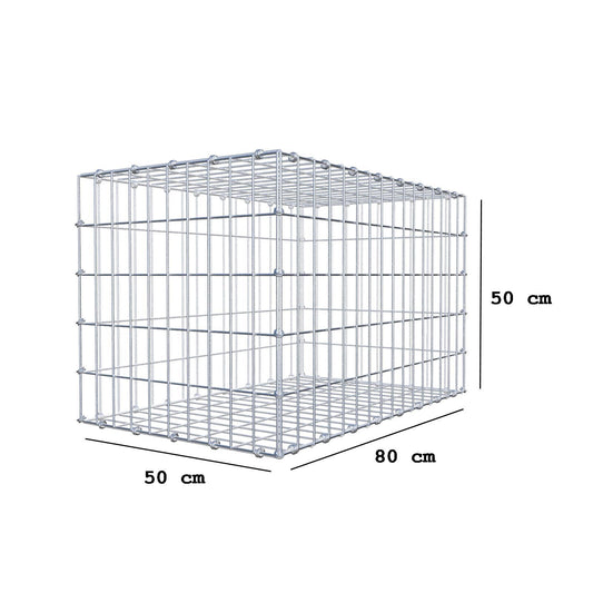 Gabião 80 cm x 50 cm x 50 cm (C x A x P), malhagem 5 x 10 cm, anel espiral