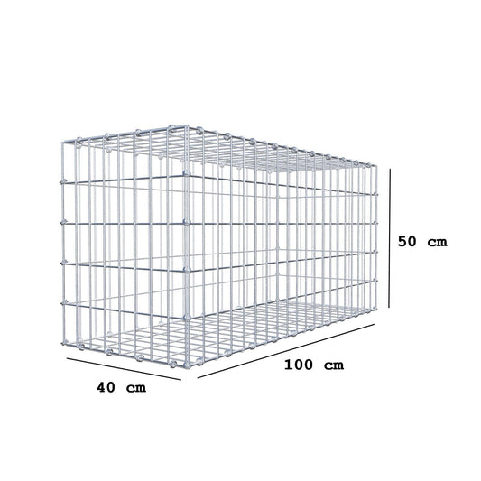 Gabbione 100 cm x 50 cm x 40 cm (L x H x P), maglia 5 x 10 cm, anello a spirale