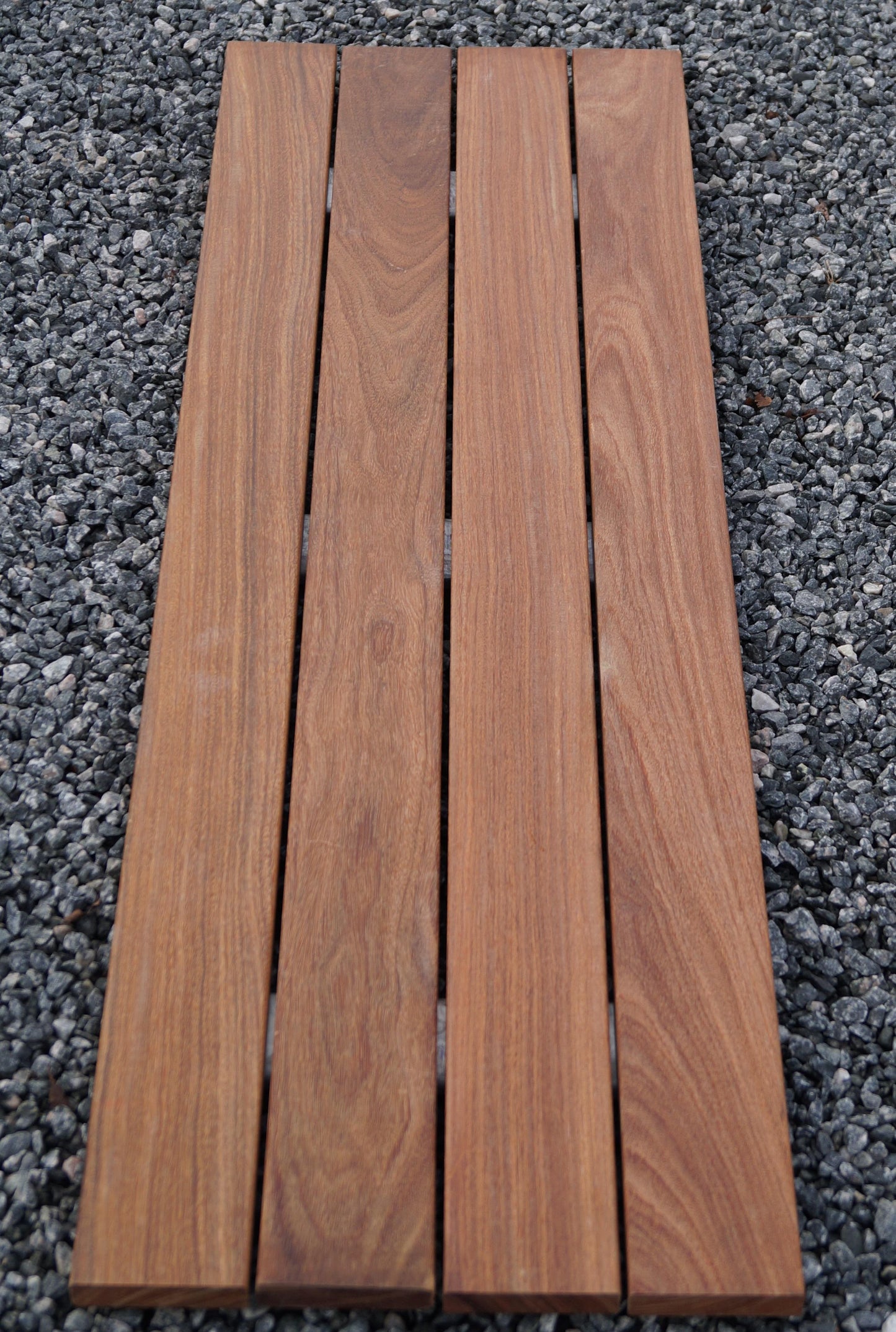 Gabion bench with 3 spiral gabions made of Cumaru wood, 205 cm long x 60 cm high x 37 cm deep, galvanized, MW 5 x 5 cm