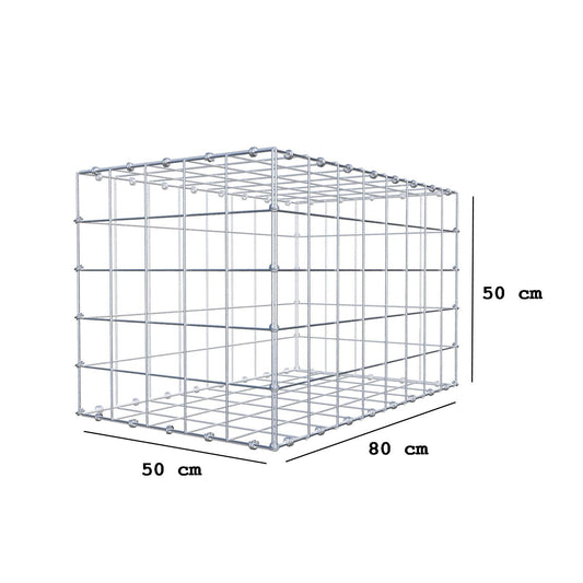 Gabião 80 cm x 50 cm x 50 cm (C x A x P), malhagem 10 x 10 cm, anel espiral