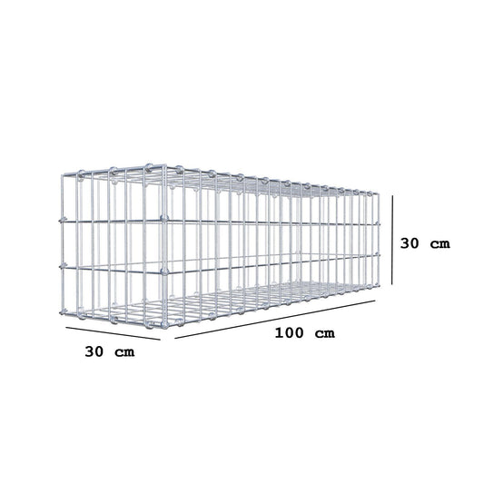 Gabbione 100 cm x 30 cm x 30 cm (L x H x P), maglia 5 x 10 cm, anello a spirale