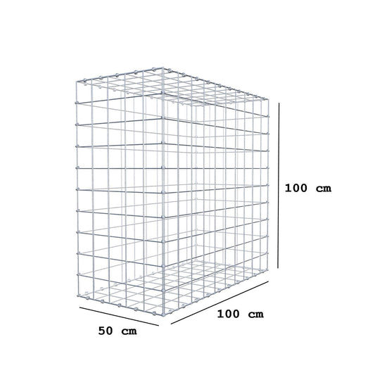Gabbione 100 cm x 100 cm x 50 cm (L x H x P), maglia 10 x 10 cm, anello a spirale