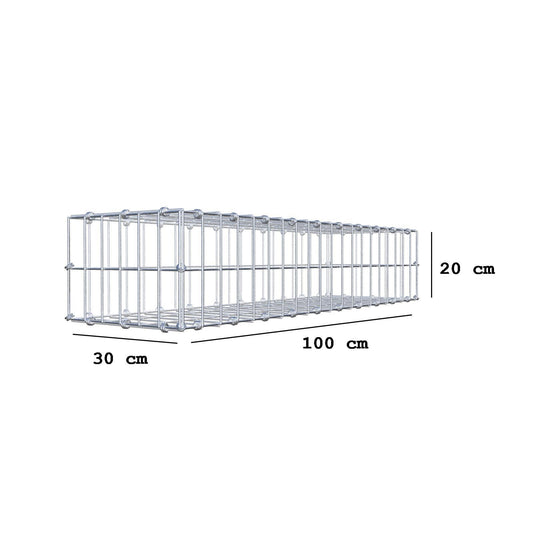 Gabião 100 cm x 20 cm x 30 cm (C x A x P), malhagem 5 x 10 cm, anel espiral
