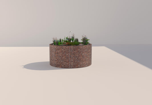 Laghetto rialzato in gabbioni, rotondo, diametro esterno 172 cm, altezza 80 cm, maglia 5 x 5 cm, spessore parete 15 cm