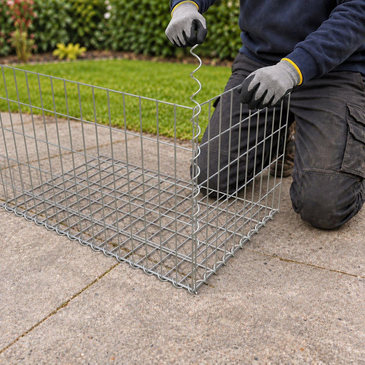 Gabion 80 cm x 50 cm x 50 cm (L x H x D), maskestørrelse 5 cm x 10 cm, spiral
