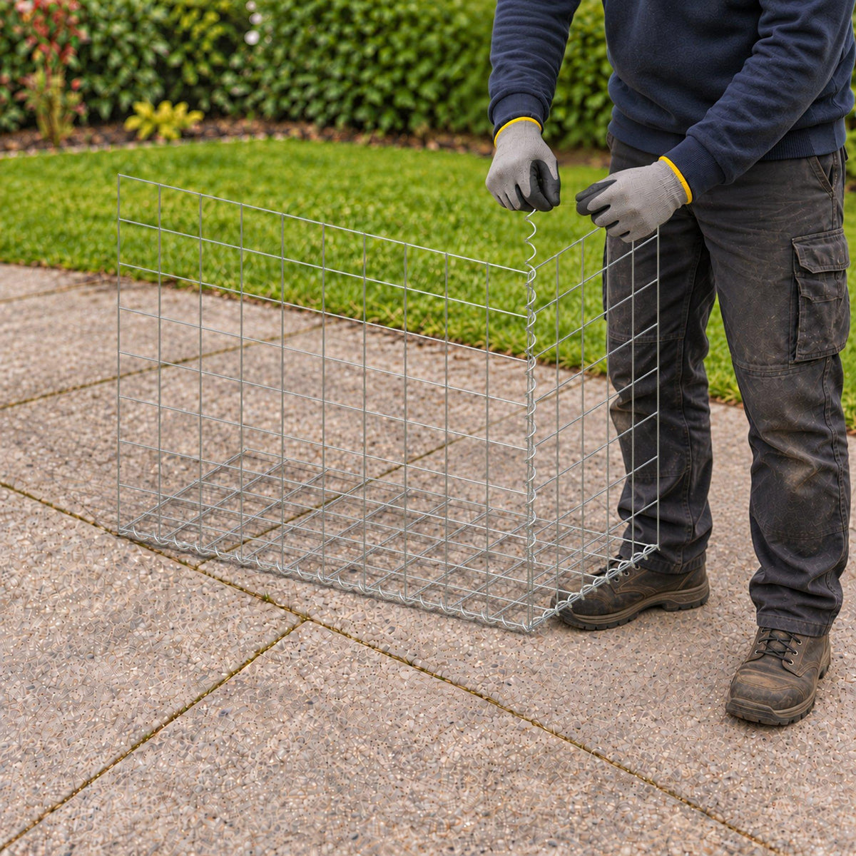 Gabion 100 cm x 80 cm x 50 cm (L x H x D), maskestørrelse 10 cm x 10 cm, spiral