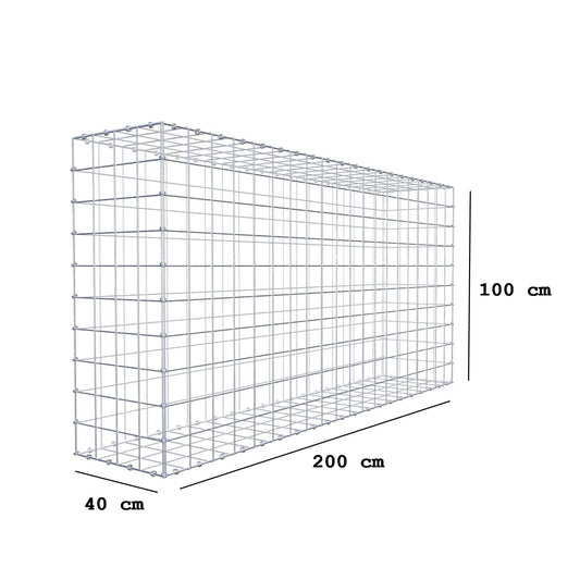 Gabione 200 cm x 100 cm x 40 cm (L x H x T), Maschenweite 10 x 10 cm, Spiralring