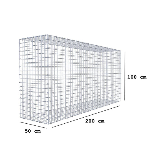 Gabbione 200 cm x 100 cm x 50 cm (L x H x P), maglia 5 x 5 cm, anello a spirale