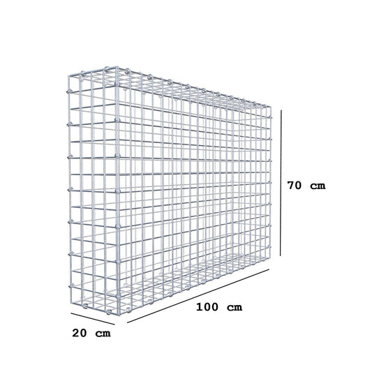 Gabião 100 cm x 70 cm x 20 cm (C x A x P), malhagem 5 x 5 cm, anel espiral